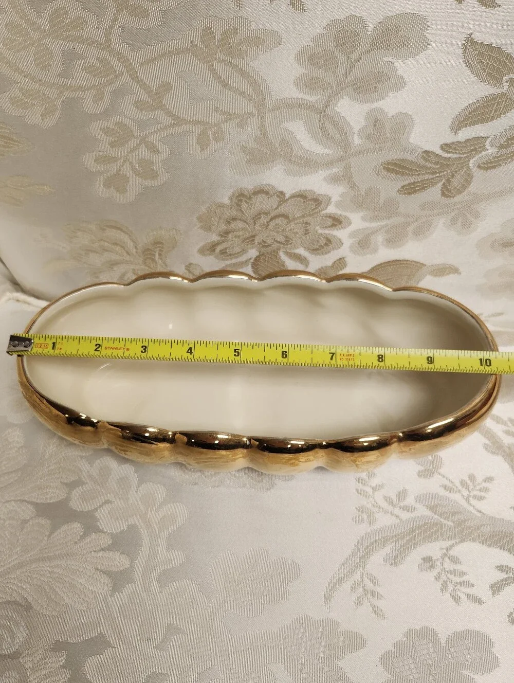 Vintage Mid Century Weeping Leaf Candy Dish & Sweyte Pottery Planter 22k Gold